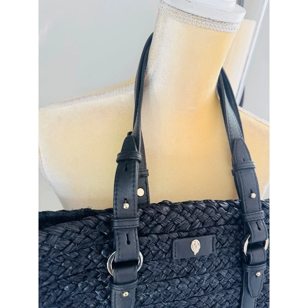 Helen Kaminski Pinimil Bridle Raffia Tote Bag, Black,‎ Designer Luxury, NWT